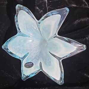 Murano Glass Floral Art - Light Blue and White Made In Italy